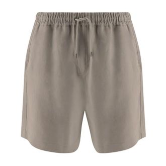 Giorgio Armani Casual Shorts, male, Beige, Size: XL Single-pleat Linen-Canvas Trousers