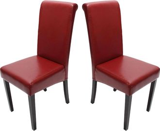Hhg Hhg - Nunca Usado] Lote De 2 Sillas De Comedor Silla De Cocina Novara Ii, Cuero, Rojo, Patas Oscuras