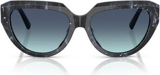 Tiffany & Co. 55mm Gradient Pillow Sunglasses in Striped Black /Azure Blue at Nordstrom