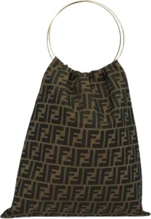 Fendi Pre-owned Bucket Bags, female, Brown, Size: ONE SIZE Pre-owned Canvas Bucket Bag