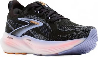 Brooks Womens Glycerin 22 Shoes In Black/ Blue, Heron/ Orange