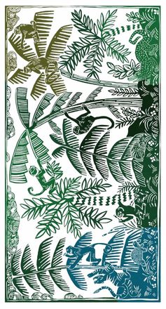 Inou&iuml; Editions Unisex Jungle Scarf In Green
