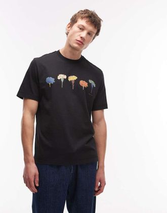 Paul Smith T-shirt nera con stampa a fiori-Nero