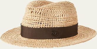 Maison Michel Elias Crochet Raffia Fedora Hat