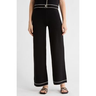 Elie Tahari Piped Sweater Pants in Black/Ivory at Nordstrom Rack, Size X-Large