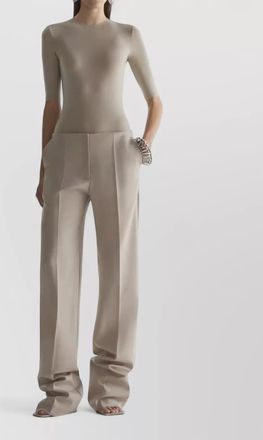 MUGLER wide leg trousers pleated front side pockets