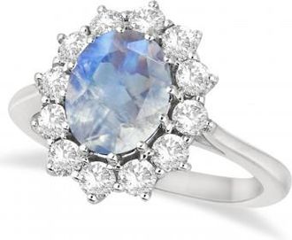 Allurez Oval Moonstone and Diamond Ring 18k White Gold (2.80ctw)