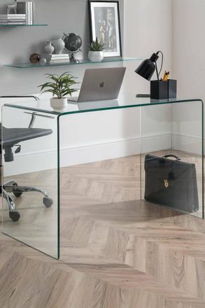 Julian Bowen Amalfi Bent Glass Desk in Clear