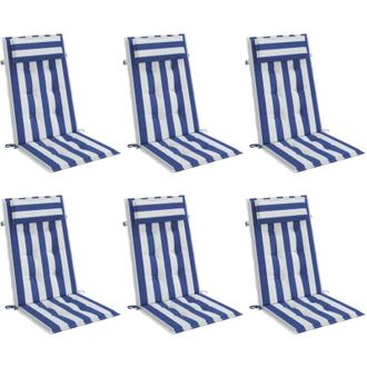 vidaXL Cojines Silla Respaldo Alto 6 Uds Tela Oxford Rayas Azul Blanco Vidaxl