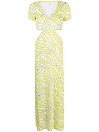 Michael Michael Kors zebra-print cut-out maxi dress - women - Viscose/Elastane - S - Green