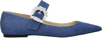 Jimmy Choo London Blue Fabric Ballet Womens Flats