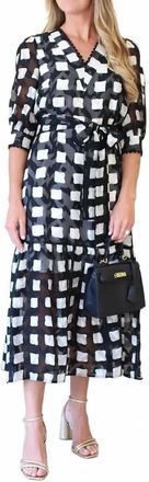 Jade Yoga Trimmed V-Neck Maxi Dress In Checker Board