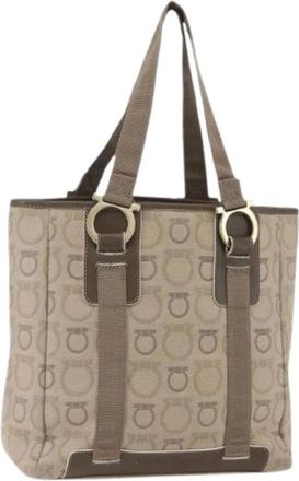Ferragamo Pre-owned Tote Bags, female, Beige, Size: ONE SIZE Pre-owned Canvas Tote Bag