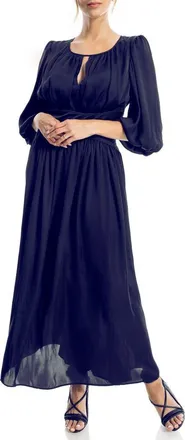 Max Studio Keyhole Balloon Sleeve Maxi Dress in Dark Navy at Nordstrom Rack, Size X-Small