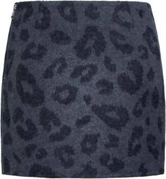 Silvian Heach Kokerrok met ton-sur-ton dierenprint - Dames - Korte rokken - Zwart - S - Wol - Rokken