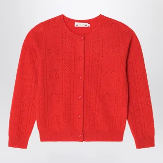 BONPOINT Cardigan rosso in cashmere