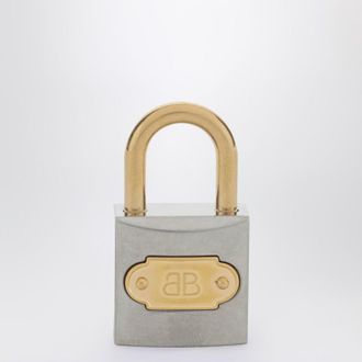 Balenciaga Bb Padlock Key Charm In Silver And Gold