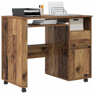 Berkfield Home Traditional Brown Computer Desk Old Wood Particle board, Metal St