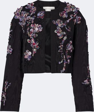 Dries Van Noten Vonda appliqu&eacute; embellished cropped jacket