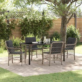 vidaXL Conjunto De Comedor De Jard&iacute;n 5 Pcs Gris Claro Polirat&aacute;n Vidaxl