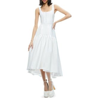 Alice & Olivia Diana High-Low Midi Dress in Off White at Nordstrom, Size 10