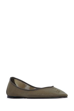 Jacquemus Womens Les Ballerines Ovalo Khaki Ballerine Flat Shoes