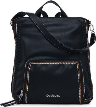 Desigual Medium Decorative Stitch Faux Leather Backpack in Black at Nordstrom
