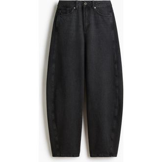H&M Baggy High Jeans in Washed Black at Nordstrom, Size 10
