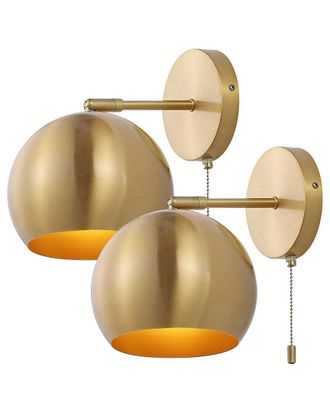Jonathan Y Designs Jonathan Y Tierra 7In Set Of 2 Midcentury Iron Led Sconce With Pull-Chain Switch