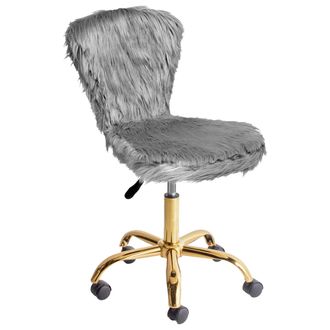Beliani Beliani - Silla De Oficina Giratoria Elegante Altura Ajustable De Pelo Sint&eacute;tico Gris Margate