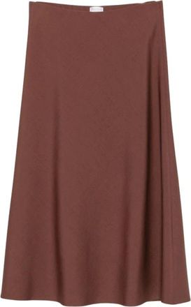 Brunello Cucinelli Twill Flute Rok - Dames - Rokken - Bruin - Maat: L Wol