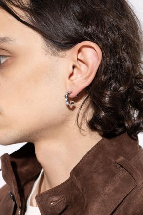 Alexander McQueen Single Brass Earring, Mens, Silver