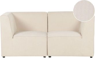 Beliani Beliani - Modern Corduroy 2 Seater Modular Sofa Jumbo Cord Corded Two Sectional Corner Pieces Beige Lemvig