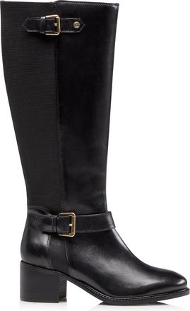 Dune London Womens TILDAS Buckle Strap Detail High Leg Boots - Black Leather - Size UK 6