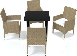 vidaXL Juego Muebles Jard&iacute;n 5 Pzas Con Cojines Rat&aacute;n Sint&eacute;tico Beige Vidaxl
