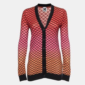 M Missoni Ombre Pink Criss Cross Knit V-Neck Cardigan