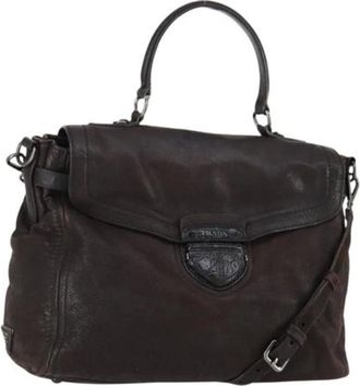 Prada Pre-owned Handbags, female, Brown, Size: ONE SIZE Pre-owned Vintage Leather Handbag