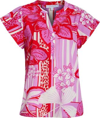 Sugarlips Barba Cass Tropical Flutter Sleeve Top in Red-White at Nordstrom, Size X-Small