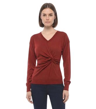 Stella McCartney Red Solid V Neck Sweater