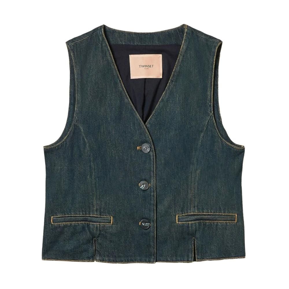 Gilet Femme Country Store - Jean Bleu Brodé Fleurs - Taille M - Neuf Sans étiquette