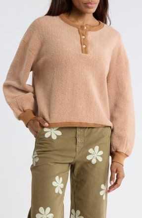 The Great. The Fleece Henley Sweatshirt in Fawn at Nordstrom Rack, Size 3 (Fits Like 12-14 Us)
