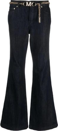 Michael Kors Indigo Rinse Flare Jeans met Kettingriem - Dames - Flared Jeans - Zwart - 2XS - Katoen - Jeans