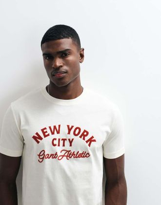 GANT T-shirt color crema con stampa New York City-Neutro