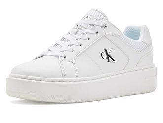 Calvin Klein Daveiro Womens Shoes White/Black Logo : 7.5 M, Faux Leather/Textile