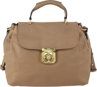 Chlo&eacute; Elsie Convertible Satchel Leather Beige Leather Handbag (Pre-Owned)