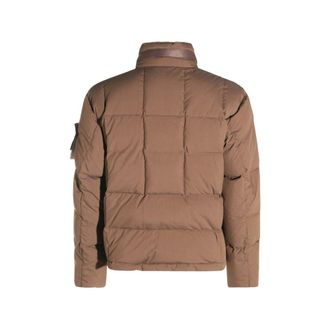 Stone Island Quilted High-Neck Down Jacket - Brown