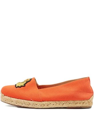 Christian Louboutin embroidered-crest espadrilles - Orange
