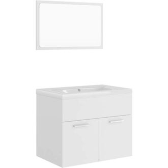 vidaXL Juego De Muebles De Ba&ntilde;o Madera De Ingenier&iacute;a Blanco Vidaxl