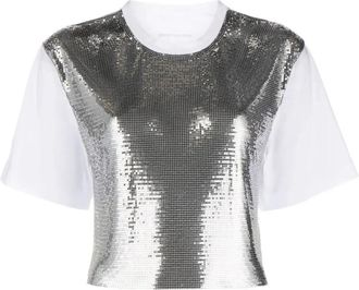 Paco Rabanne Metallic Top voor een Chique Look - Dames - T-shirts - Grijs - M - Tops