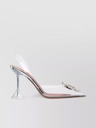 Amina Muaddi sculpted heel slingback pumps with crystal embellishment